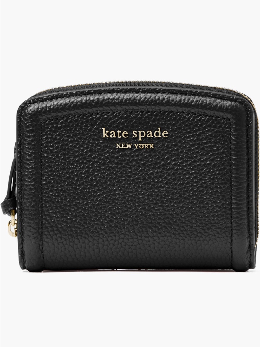 kate spade knott small pebbled leather bifold wallet black
